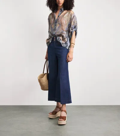 Zimmermann Aster Cropped Flared-leg Denim Jeans In Blue