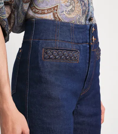 Zimmermann Aster Cropped Flared-leg Denim Jeans In Blue