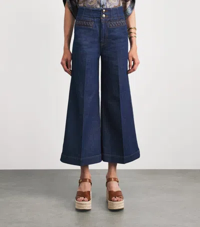 Zimmermann Aster Cropped Flared-leg Denim Jeans In Blue