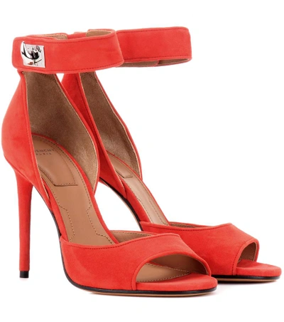 Shop Givenchy Shark Suede Sandals In Red