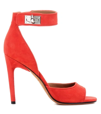 Shop Givenchy Shark Suede Sandals In Red