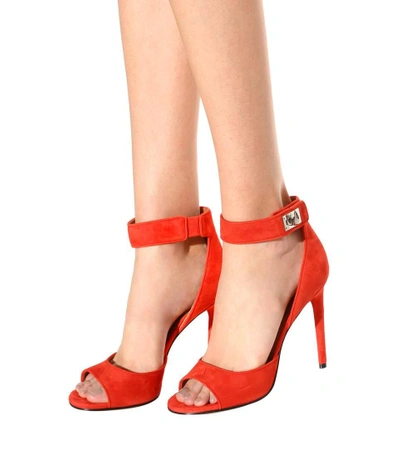 Shop Givenchy Shark Suede Sandals In Red