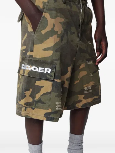 Dagger Distressed-effect Camouflage-print Shorts In Multi
