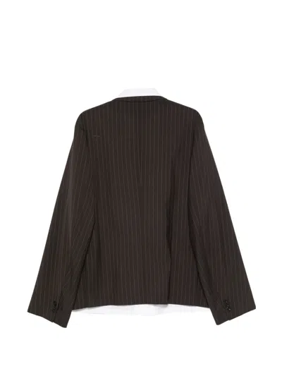Sacai Stripe-pattern Blazer In Brown