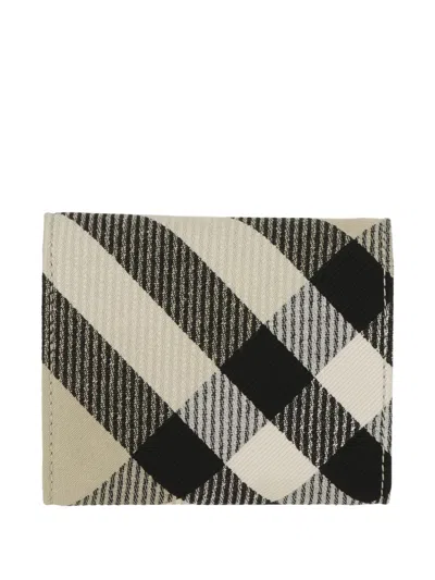 Burberry Check-pattern Fold-over Wallet In Neutral