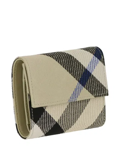 Burberry Check-pattern Fold-over Wallet In Neutral
