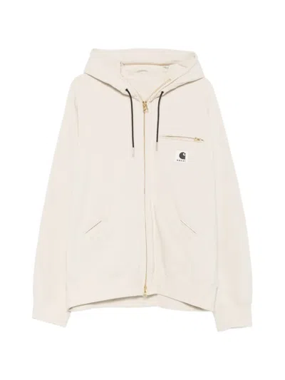 Sacai Off-white Carhartt Wip Edition Cotton Jersey Hoodie In Neutral