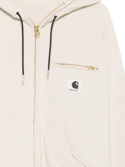 Sacai Off-white Carhartt Wip Edition Cotton Jersey Hoodie In Neutral