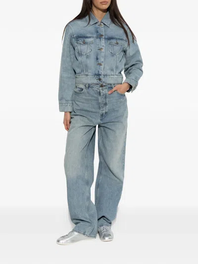 Essentials Cropped Denim Jacket In Blue