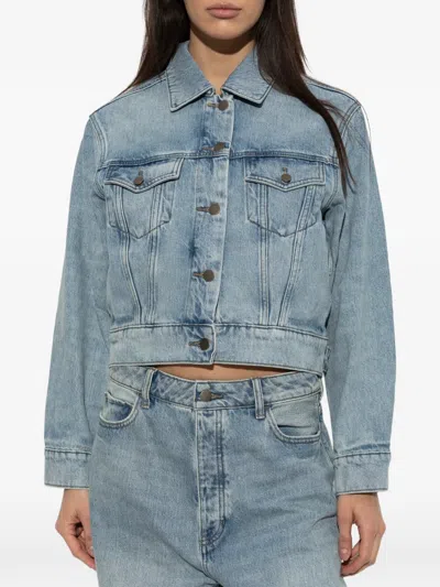 Essentials Cropped Denim Jacket In Blue