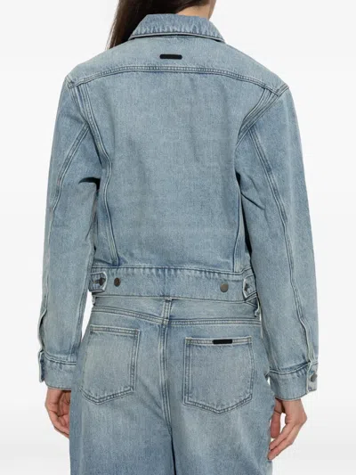 Essentials Cropped Denim Jacket In Blue