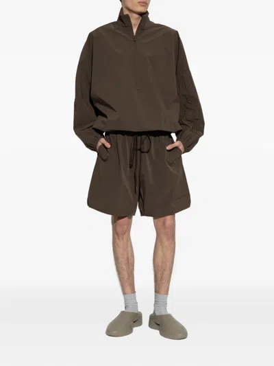Essentials Logo-embroidered Half-zip Sweatshirt In Brown