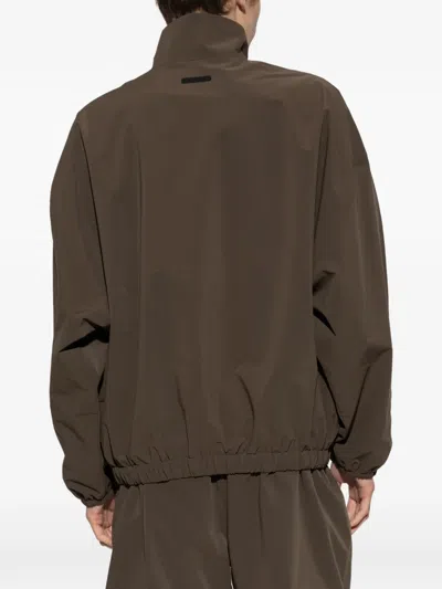 Essentials Logo-embroidered Half-zip Sweatshirt In Brown