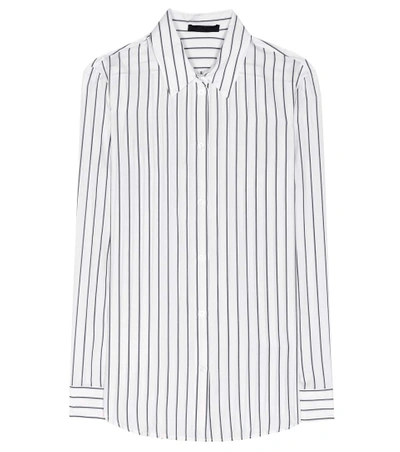 Shop The Row Peter Striped Silk Shirt In Thie Stripes Oe Ivory