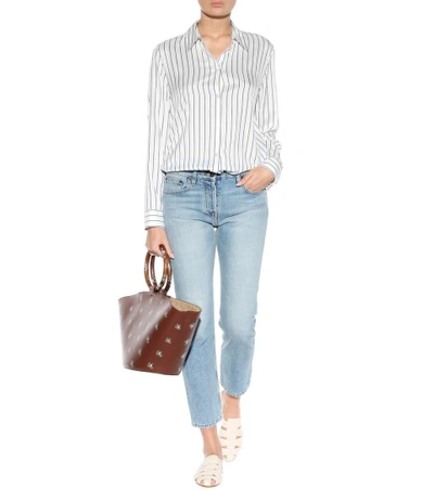 Shop The Row Peter Striped Silk Shirt In Thie Stripes Oe Ivory