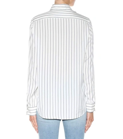 Shop The Row Peter Striped Silk Shirt In Thie Stripes Oe Ivory