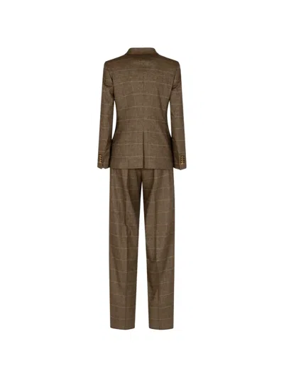 Tagliatore Checked Double-breasted Jacket In Brown