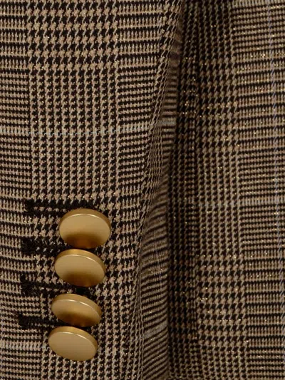 Tagliatore Checked Double-breasted Jacket In Brown
