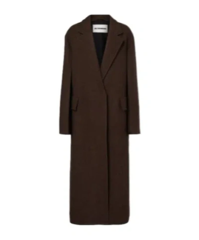 Jil Sander Oversized Wool Coat In Brown