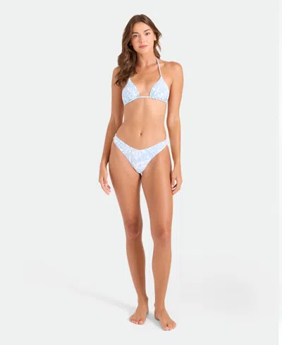 Volcom Womens Floral Print V Neck Bikini Top Pull On Bottoms In White