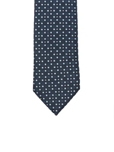 Hugo Boss Geometric-pattern Tie In Blue
