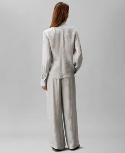 Calvin Klein Womens Button Down Pull On Pants In Blue