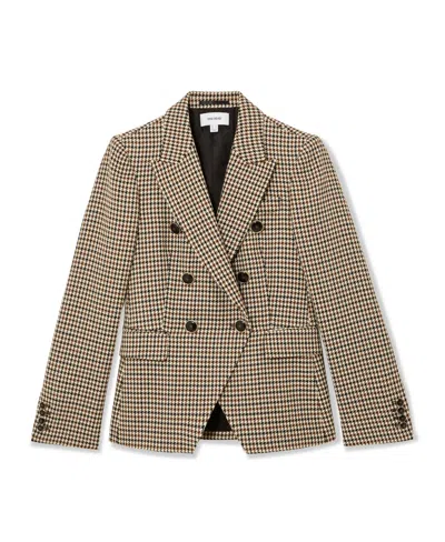 Reiss Evie Double Breasted Textured Check Blazer In Neutral