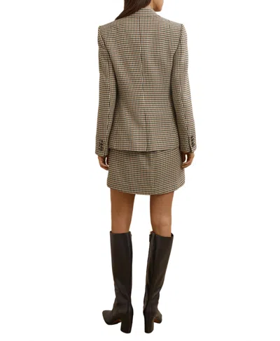 Reiss Evie Double Breasted Textured Check Blazer In Neutral
