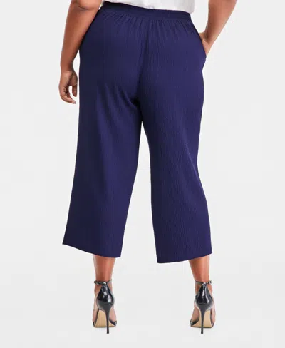 Anne Klein Essentials Plus Size Pull-on Crop Straight-leg Pants In Multi