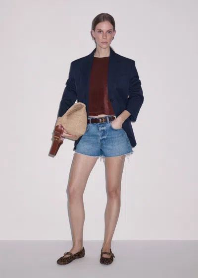 Me+em Authentic Cut Off Short Authentic Mid Blue Wash In Multi