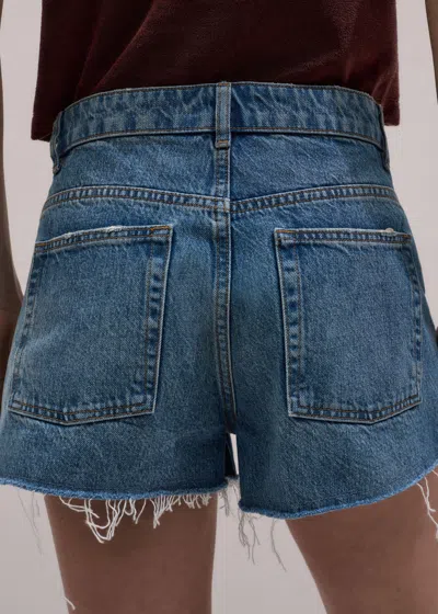 Me+em Authentic Cut Off Short Authentic Mid Blue Wash In Multi
