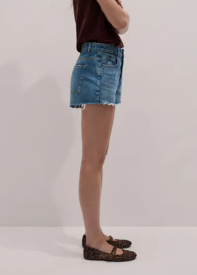 Me+em Authentic Cut Off Short Authentic Mid Blue Wash In Multi