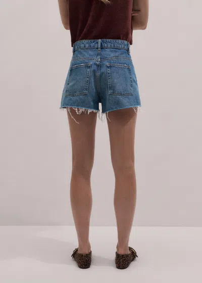 Me+em Authentic Cut Off Short Authentic Mid Blue Wash In Multi