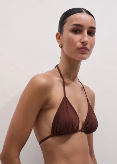 Me+em Adjustable Triangle Bikini Top Cinnamon Brown In Brown