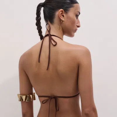 Me+em Adjustable Triangle Bikini Top Cinnamon Brown In Brown