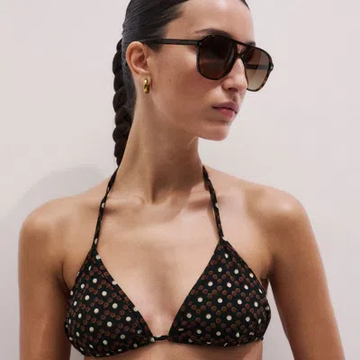 Me+em Printed Adjustable Triangle Bikini Top Cinnamon Multi In Brown