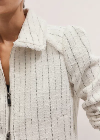 Me+em Textured Stripe Bomber Jacket Ivory In White