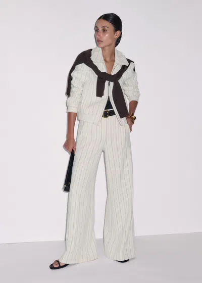 Me+em Textured Stripe Bomber Jacket Ivory In White