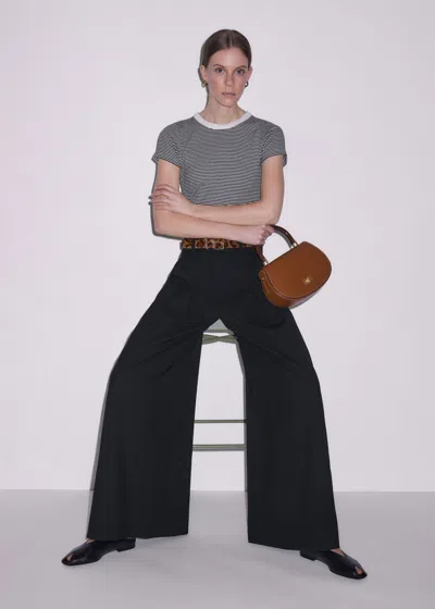 Me+em Ultimate Crew Neck Micro Stripe Tee Black-light Cream In Multi