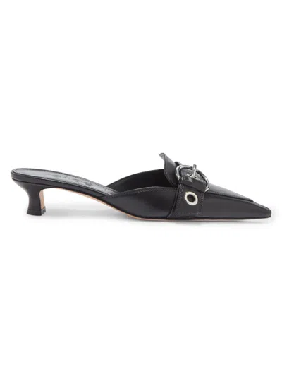 Aeyde Leather Danielle Kitten Point Mules 35 In Black