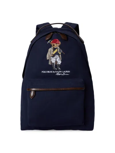 Polo Ralph Lauren Polo Bear Canvas Backpack In Newport Navy In Blue
