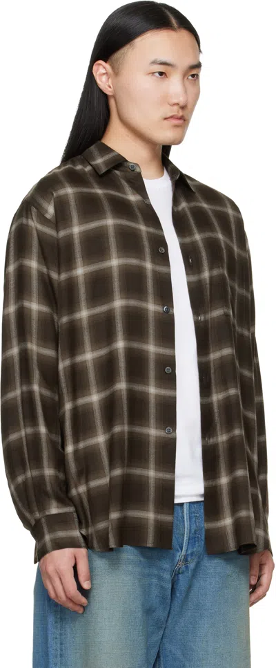 Ssstein Brown Check Oversized Ls Shirt In Brown