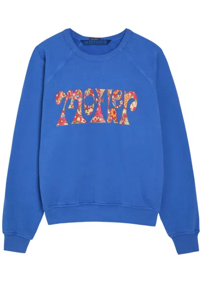 Mother Womens Petal Power The Concert Logo-print Cotton Sweatshirt In Blue