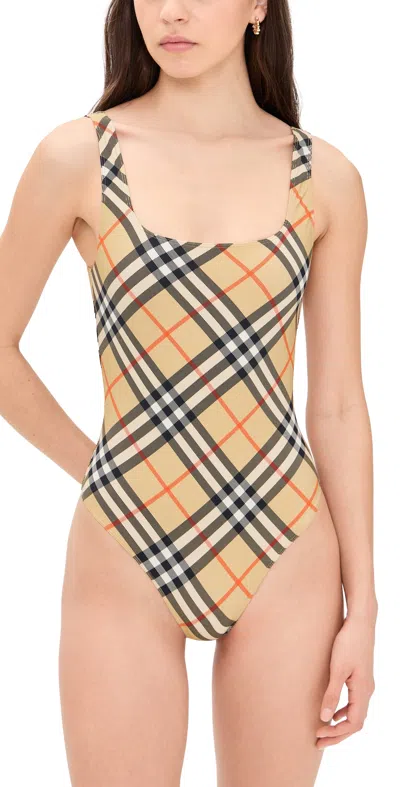 Burberry Check-pattern Swimsuit In Multi
