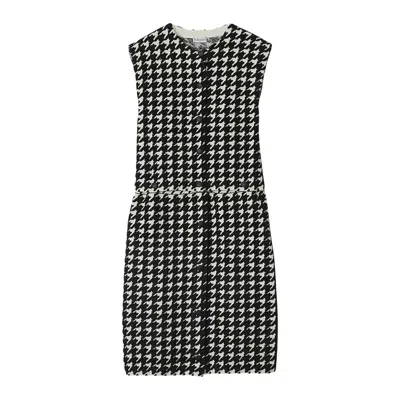 Burberry Houndstooth-pattern Sleeveless Minidress In Multi