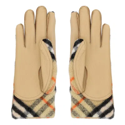 Burberry Checkered Panel Wool Gloves In Multi