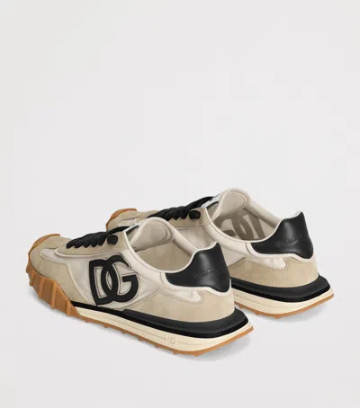 Dolce & Gabbana Dg Athletic Black Low Top Sneakers With Logo Patch On The Tongue And Maxi Logo On The Side In Suede  In Multi