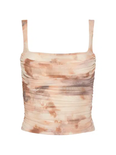 L'agence Rasha Shirred Tank In Frappe Multi Tie Dye