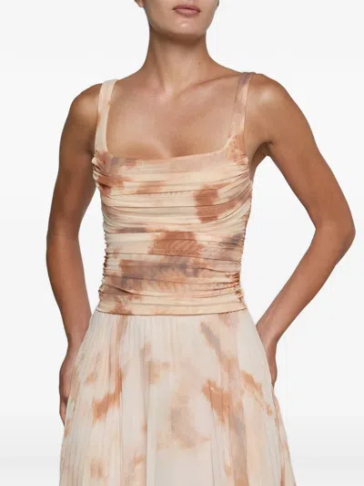 L'agence Rasha Shirred Tank In Frappe Multi Tie Dye