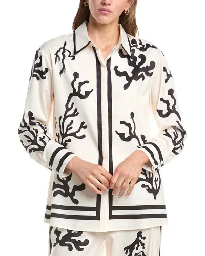 Colette Rose Button Front Top In Neutral